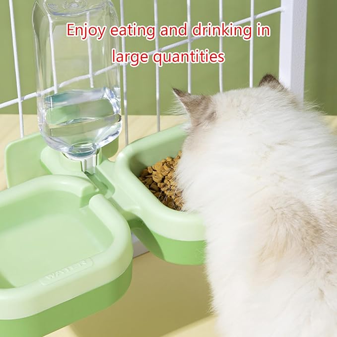 Automatic Cats Dogs Feeder Waterer Food Bowl Pet Feeding Solution 17Oz Water Dispenser for Small Large Pets