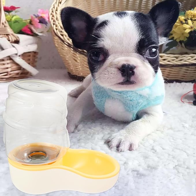 Automatic Pet Water Bowl Cream Yellow Plastic Dog Water Feeder Cat Drinking Dispenser Suitable for Indoor Pets