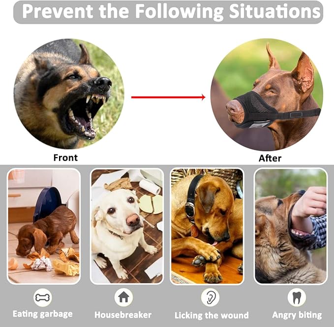 LUCKYPAW Dog Muzzle Anti Biting Barking and Chewing with Comfortable Mesh Soft Fabric and Adjustable Strap, Suitable for Small, Medium and Large Dogs(Orange,L)