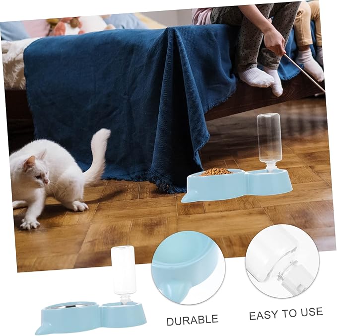 1pc Pet Feeder and Water Dispenser Practical Cat Bowl Automatic Dog Bowl Replaceable Water Bottle Choke Stainless Steel Design for Cats and Dogs