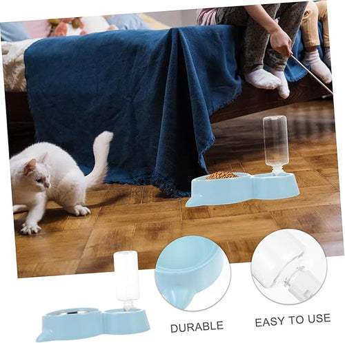 1pc Pet Feeder and Water Dispenser Practical Cat Bowl Automatic Dog Bowl Replaceable Water Bottle Choke Stainless Steel Design for Cats and Dogs