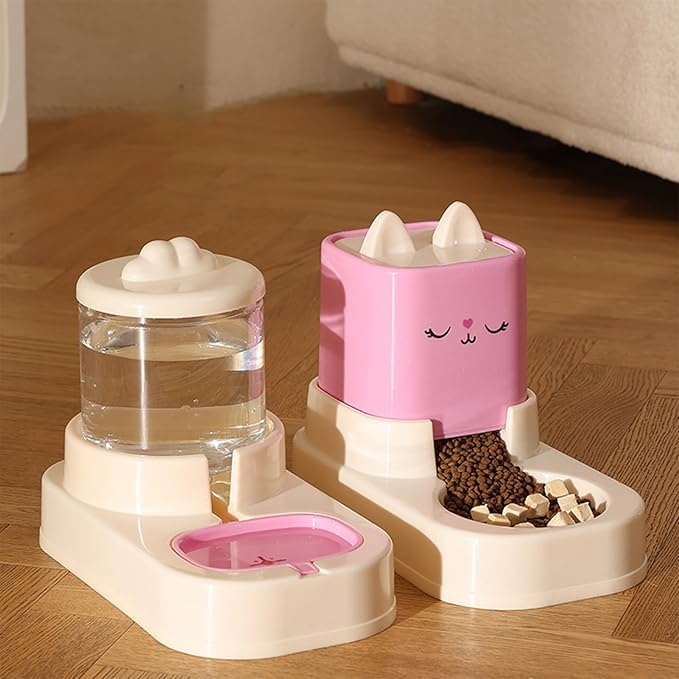 Automatic Cat Feeder, Auto Fill Cat Water Bowl, Cat Food Dispenser, Anti-Slip Automatic Pet Waterer, Large Capacity Cat Water Dispenser, Cute Dog Feeding Bowls (C)