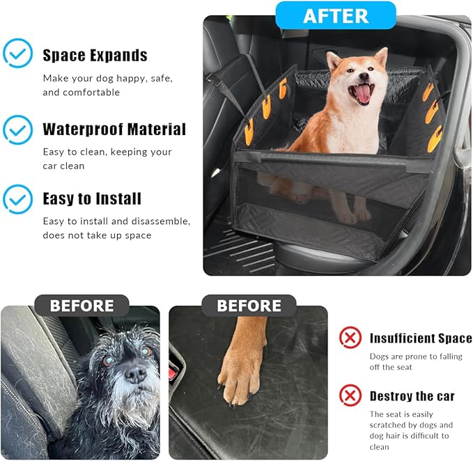 Dogs Car Seats for Puppy Car Seat Booster Back Seat Extender for Small Dogs Pet Seat Cover for Trunk, SUV （L Size）