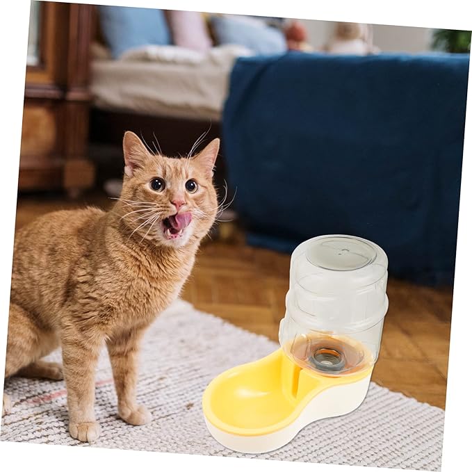 SUPVOX 1pc Automatic Pet Water Feeder for Dogs and Cats Cream Yellow Drinking Bowl Deepened Trough Easy to Suitable for Pets Water Dispenser