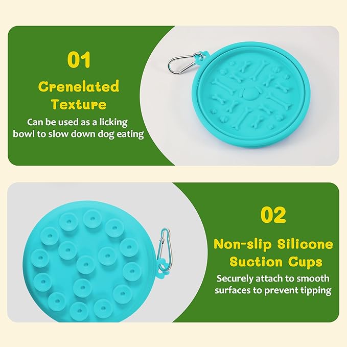 Collapsible Dog Bowl for Travel Outdoor Portable Silicone Pet Bowl with Carabiner Clip