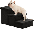 Love's cabin Dog Stairs with Storage,3 Steps Wider Dog Steps for High Bed 18" H,Foldable Pet Stairs for Small Medium Large Dogs Cats for Bed Couch Car,Ramp with Zip up to 200 lbs,Black,No Condo