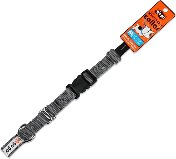 GOGO Pet Products Martingale Dog Collar, Medium, Gray