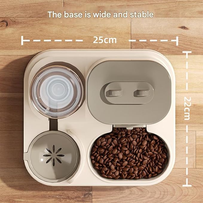 Automatic Pet Feeders with Removable Bowls, Anti-Slip Base & Integrated Water Dispenser for Dogs Removable Double Dish Set