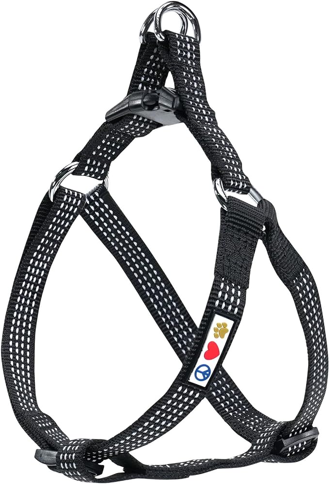 Pawtitas Reflective Step-in Dog Harness – Adjustable No-Pull Vest for Puppies to Seniors, Safe & Comfortable, S Black