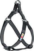 Pawtitas Reflective Step-in Dog Harness – Adjustable No-Pull Vest for Puppies to Seniors, Safe & Comfortable, M Black