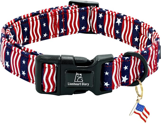 Lionheart glory American Flag Dog Collar-4 of July Patriotic Independence Day Dog Collar Heavy Duty Adjustable Dog Collars for Small Dogs Pet Gift Summer Collars