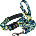 Personalized Dog Collar Leash Custom Puppy Pet Collar Pitbull Collars Pet Product Small Dog Collar for Small Medium Large Dog Blue Set L