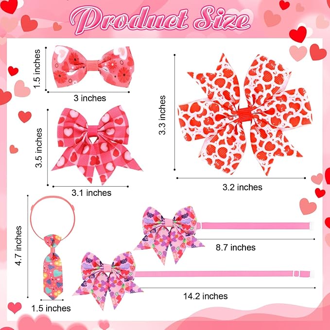 Talltalk 360 Pcs Valentines Day Dog Bow Ties Collars Set Adjustable St Patricks Day Dogs Neckties Grooming Supplies for Small Medium Large Easter Christmas Pet Cat Decoration(Love/Clover/Easter)