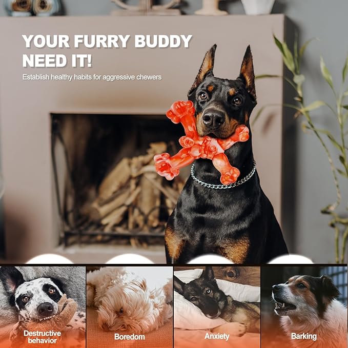 Indestructible Dog Toys for Large Dogs Aggressive Chewers, Tough Dog Toys for Aggressive Chewers Large Breed, Heavy Duty Tough Bone to Keep Them Busy