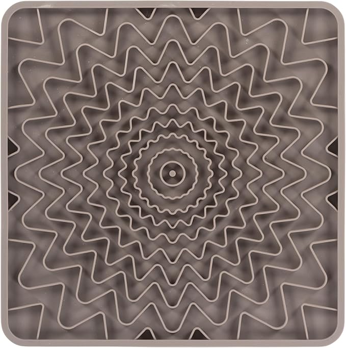 Messy Mutts Framed Silicone Therapeutic Licking Mat | 9.5" x 9.5" | Slow Feeder Mat for Boredom & Anxiety | Lick Pad for Dogs & Cats | Grey