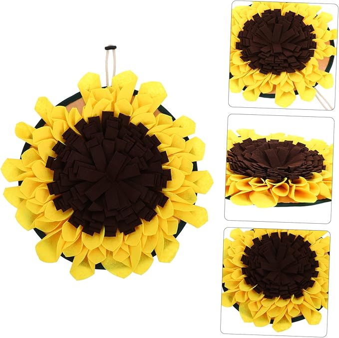POPETPOP Sunflower Snuffle Mat for Dogs Wear-Resistant PET Feeding Mat Interactive Foraging Training Blanket Decorative Slow Feed Pad for Dogs and Cats Reduces Boredom Indoor Outdoor Use