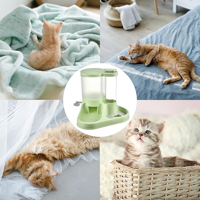 Cat Food Dispenser, Transparent 2 in 1 Food and Water Feeder, Automatic Cat Feeder, Transparent Feeding Tool for Cats, Dogs, and Other Animals (A)