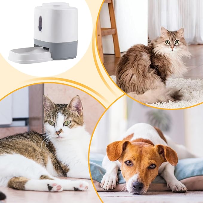 Dog Food Dispenser - 1.5L Press Automatic Cat Feeder with Integrated Bowl, Slow Feeding Station, Interactive Enrichment Toy, Gravitys Flow Kibble Organizer for Small Medium Puppy Kitten