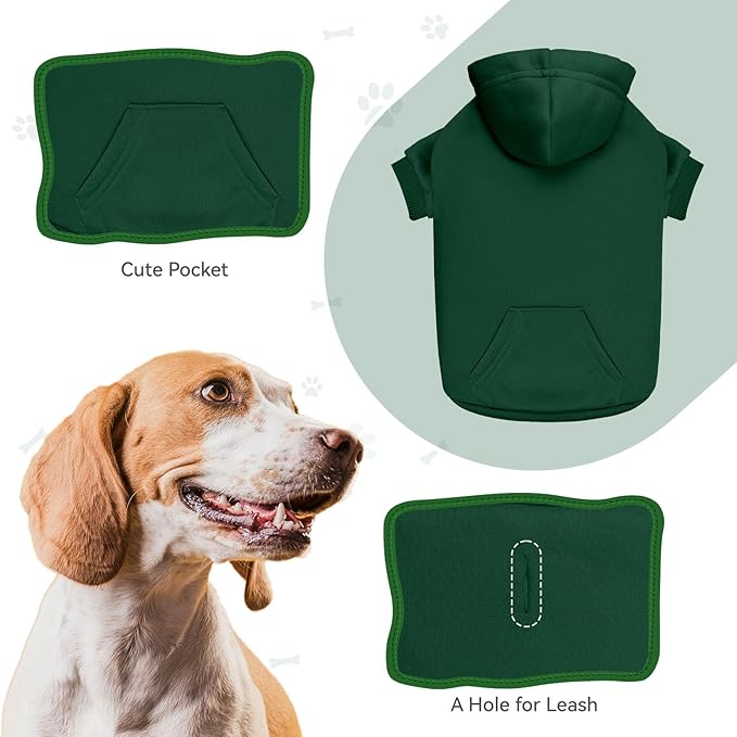 Dog Sweaters for Large Dogs Pet Sweater Solid Soft Brushed Fleece Dog Hoodie Clothes Pet Hoodie Sweatshirt with Pocket(Green-XXL)
