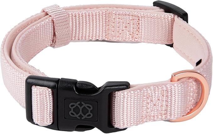The DOGISTRY - City Collar - Blush - Premium Dog Collar with Padded Neoprene & Signature Fabric - Refined Design & Everyday Luxury - Large