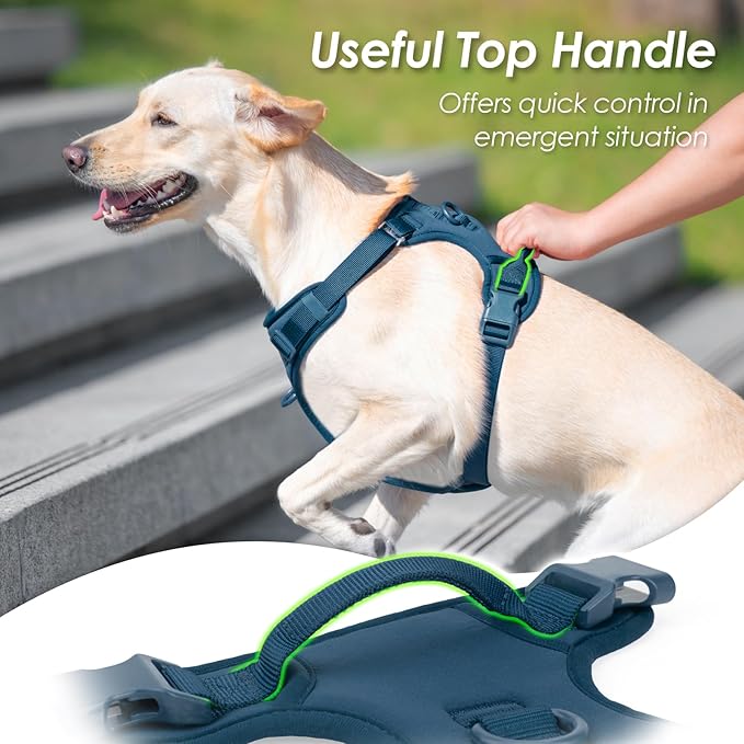 No Pull Dog Harness, Puppy Vest with Front Clip for Small Medium Large Sized Dog(Prussian Blue,S)