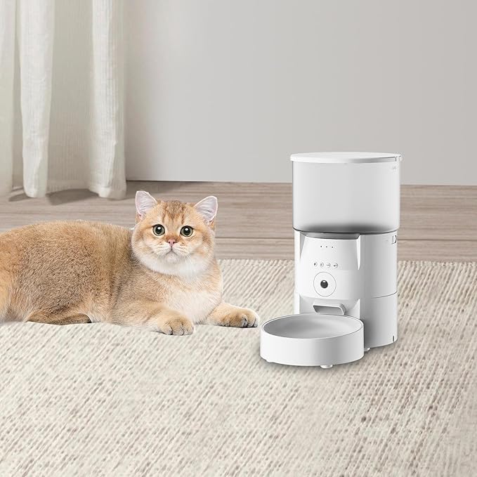 Generic Cat Feeder Automatic Cat Food Dispenser Timed Cat Feeder Auto Pets Feeder for Pets, 18.5cmx18.7cmx31.4cm, White