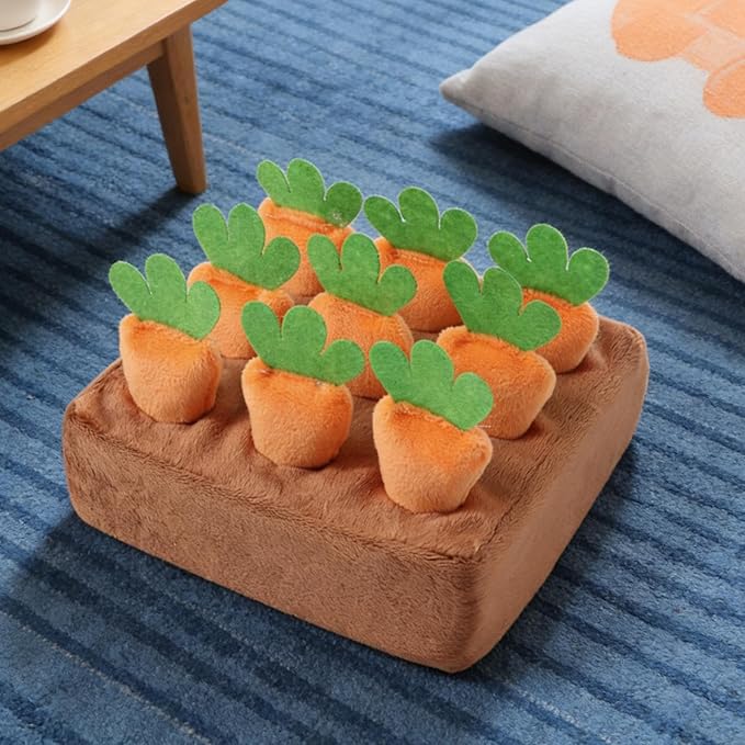 Dog Snuffle Mat - Puzzle Treat Toy with Carrots, Puppy Enrichment Mats for Mental Exercise, Boredom Reduction Accessory, Pet Activity Mat with Fun Challenge, Indoor Training Tool for Home Use
