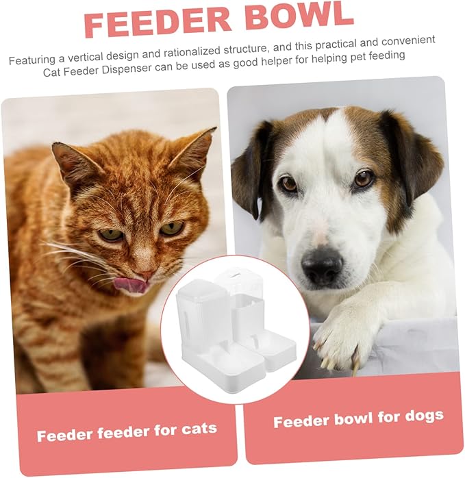 Kisangel 1set Automatic Pet Feeder and Water Dispenser for Dogs and Cats Non- Base Convenient High-Grade Food and Water Bowl for Stress Feeding and Hydration