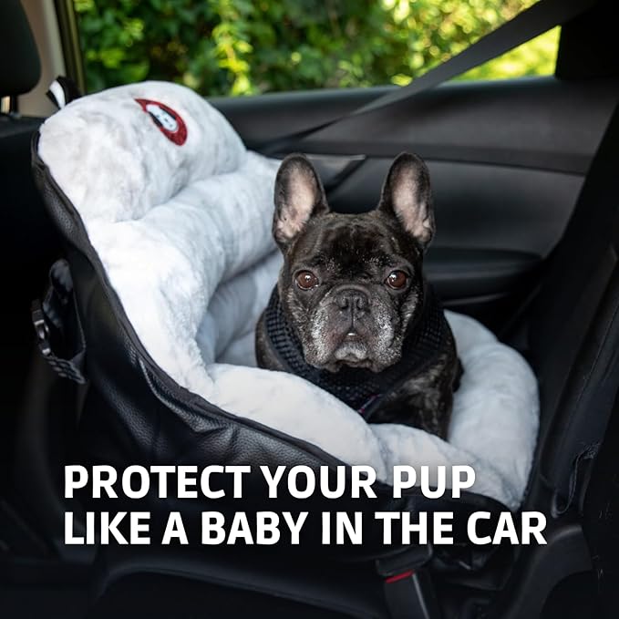 PupSaver Dog Car Seats for Small and Medium Dogs | Crash-Tested Dog Bed for Cars | Compatible with Seat Belt Harness | Ideal for Dogs Up to 30lbs | Soft and Safe (Snow Leopard)