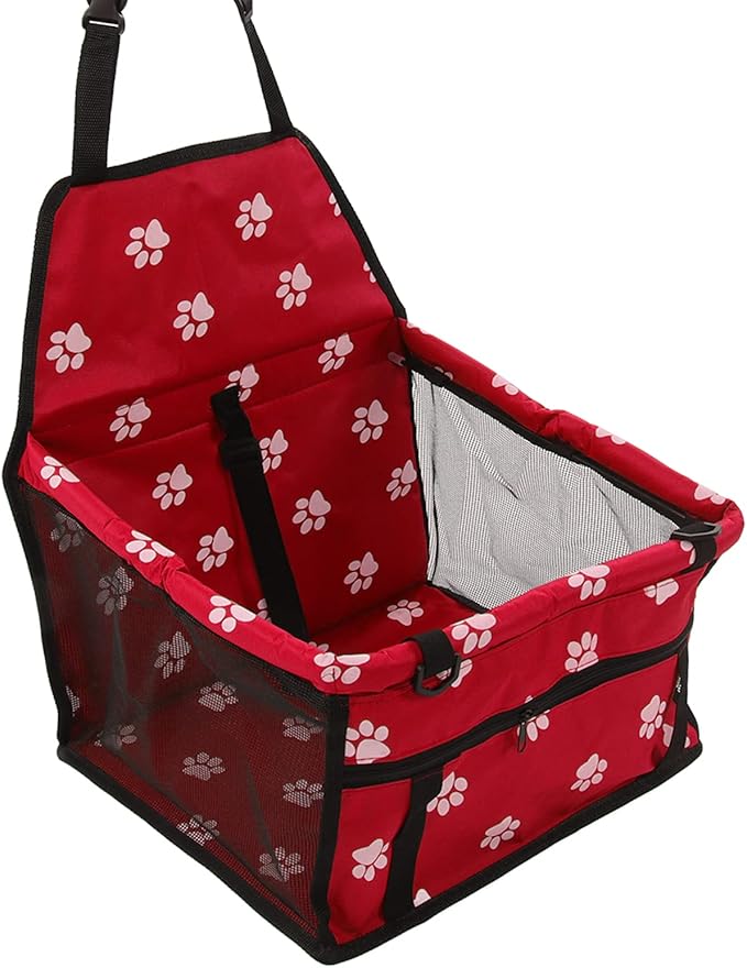 ZJchao Pet Car Seat Breathable Slip Proof Safety Leash Design Dog Car Basket for Puppy Cat (Red)