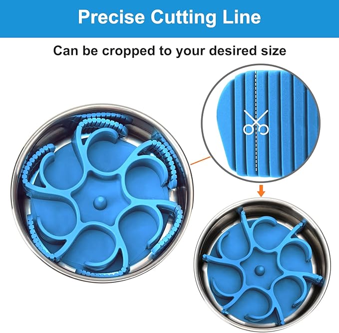 Dog Slow Feeder Bowls Silicone Spiral Pet Food Feeder Insert to Slow Down Eating for Large Medium Small Breed Dogs Perfect with Stainless Steel Glass Ceramic Pet Bowls (Blue)