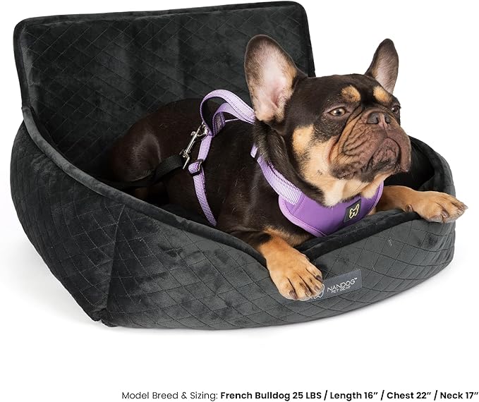 NANDOG Dog Car Seat in Charcoal Gray - Ultra Soft Plush Fabric for - Secure & Modern Design - Perfect for Small/Medium Dogs