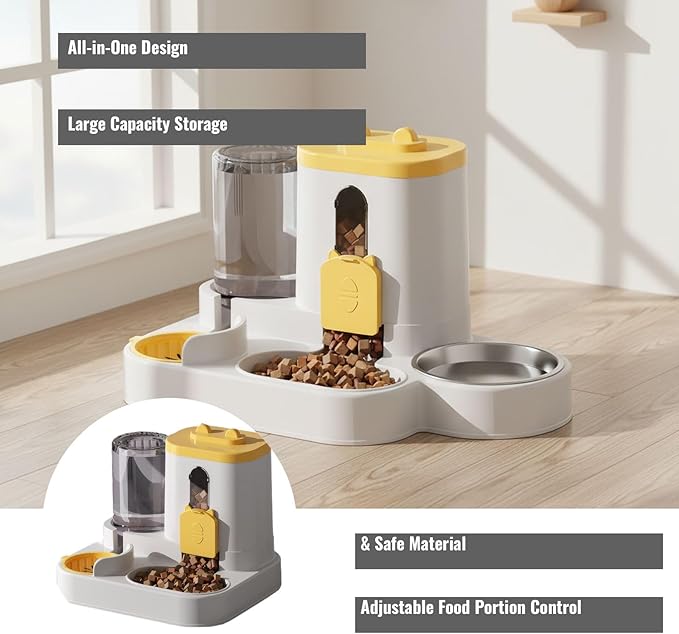 Automatic Pet Feeder with Water Dispenser - Self-Feeding Station for Cats and Dogs, Ideal for Home or Travel Use