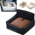Car Seat Dog Bed with Safety Straps, Dog Car Seat for Small Dogs, Four Seasons Universal Double-Sided Rattan Mat Plush Pad, Washable Pet Booster Turn Seats (Black, 24.4 * 20.1 * 12.2in)