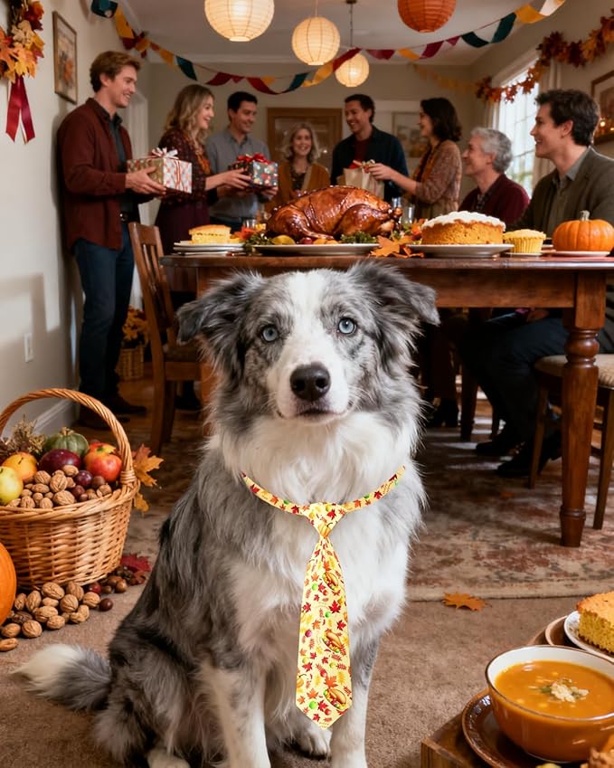 PET SHOW 10 Pack Thanksgiving Big Dog Ties Neckties for Large Breed Dogs XL Adjustable Holiday Grooming Accessories Neck Ties Bowties Girl Boy Pets Festival Costumes Party Gift Favor(Large)