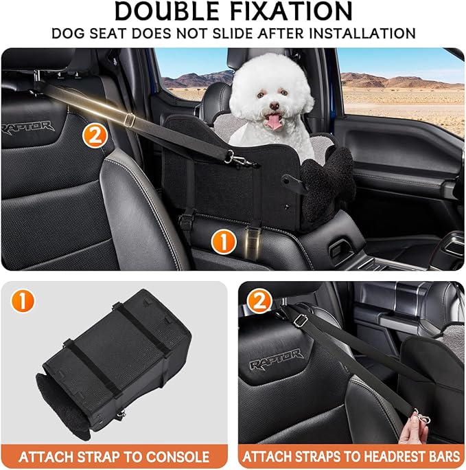 Center Console Dog Car Seat,Pet Puppy Car Seat,Middle Console Dog Armrest Booster Seat for Small Dogs(Black)
