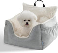 Milk and Soda Small Dog Car Seat Bed for Small Dogs Under 20 LBS with 2-Sided Pillow, Side Pockets, Built-in Leash, Machine Washable Cover, Light Gray (Gray, Small)