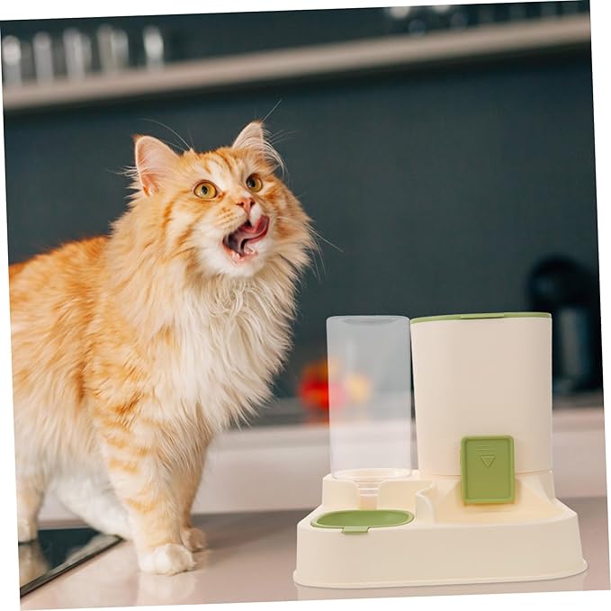 GANAZONO Automatic Water Dispenser for Cats Dogs Dual Bowl Design Detachable Fresh Food Water Easy Maintenance