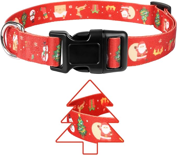 Christmas Dog Collar, Adorable X-mas Pattern Christmas Collar for Medium to Large Dogs - Comfortable & Cute Xmas Dog Collars, M