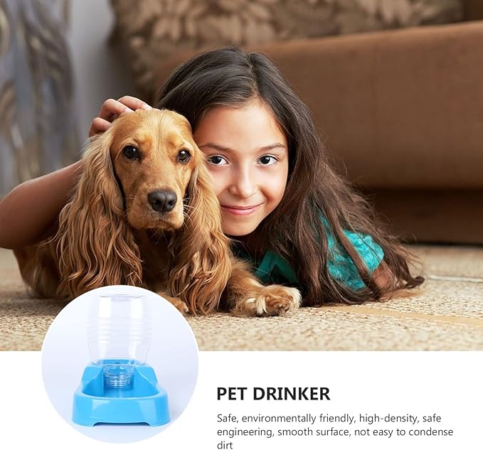 Mipcase Dog Water Feeder, Dog Water Dispenser Large, Automatic Pet Food Water Dispenser Plastic Food Feeding Bowls for Dogs Cats (Blue)