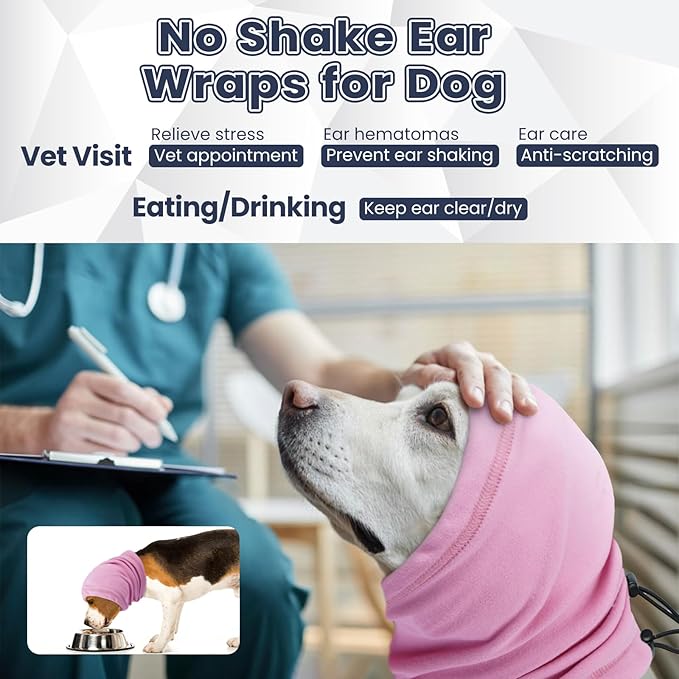 Nanaki Dog Ear Wrap Hematoma Head Wrap For Dogs-No Shake Ear Wraps, 3rd Gen Calming Hoodie, Adjustable Anti-Slip Head Covers Muffs Noise Protection,Fireworks Grooming, Christmas, New Year