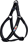 Pawtitas Recycled Reflective Step-in Dog Harness – Adjustable No-Pull Vest for Puppies to Seniors, Safe & Comfortable M Black