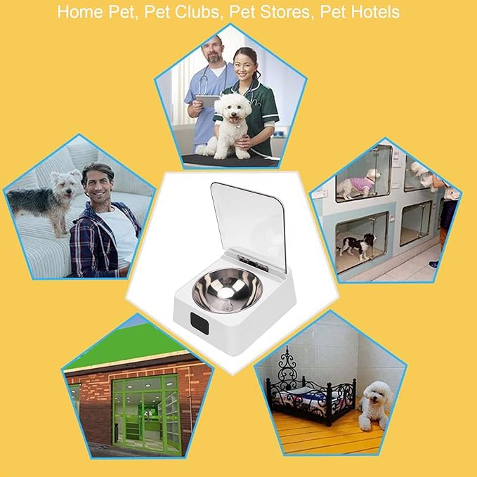 AYNEFY Automatic Pet Feeder,USB Charging Digital Display Intelligent Infrared Sensor Lid Opening Dog Feeder Smart Dog Cat Feeder Pet Food Water Bowl for Home