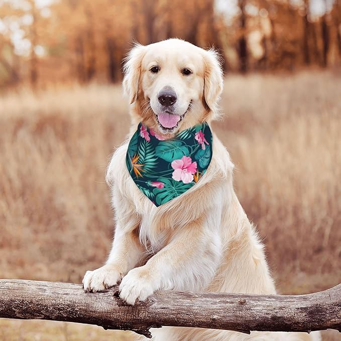 Hawaii Hawaiian Flower Leaf Dog Bandana Scarf Triangle Bibs Pet Accessories Cat Kerchief