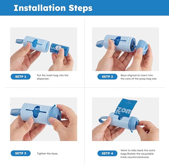 Dog Poop Bags Rolls with Holder - Black-Lined Lavender Dog Waste Bags 1 Roll, Extra Thick 100% Leakproof, 70% Recycled GRS Certified, 15 Count