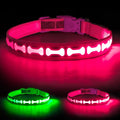 LED Dog Collar with Battery Display, Adjustable Light Up Dog Collars Rechargeable, Glowing in The Dark Reflective Light Collar Super Bright Safety Dog Light for Medium Large Small Pets (Pink, L)