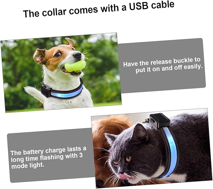 UPKOCH LED USB Rechargeable Glowing Dog Collar Light Up PET Collar Flashing Function Adjustable Size for Dogs and Cats Suitable for Nighttime Walks
