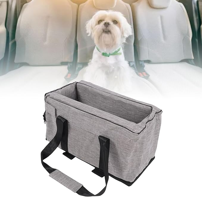 Center Console Dog Car Seat for Small Dogs 42x20x22cm, 300D PU Oxford Cloth - Comfortable Booster with Dual Safety Straps, Portable Design for Pet Travel