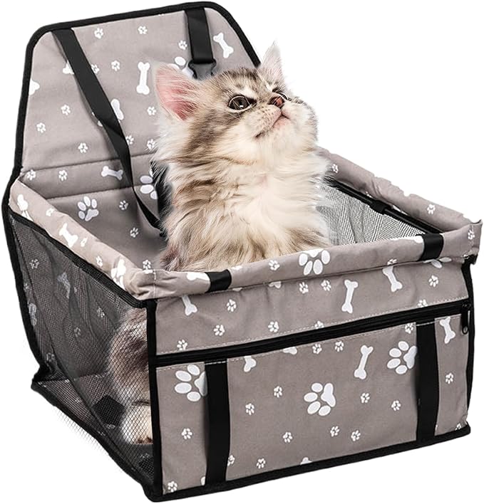 Portable Dog Booster Car Seat, Foldable Puppy Carseat with Storage Pocket, Comfortable Pet Travel Accessory, Durable Safety Carrier Organizer, Versatile Solution for Road Trip Long Driving Vet Visits