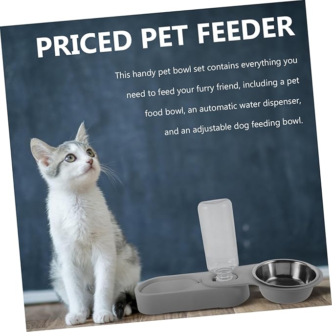 Cat Feeder and Water Dispenser Stainless Steel Raised Bowl Pet Feeder for Cats and Dogs Easy to Clean and Transport